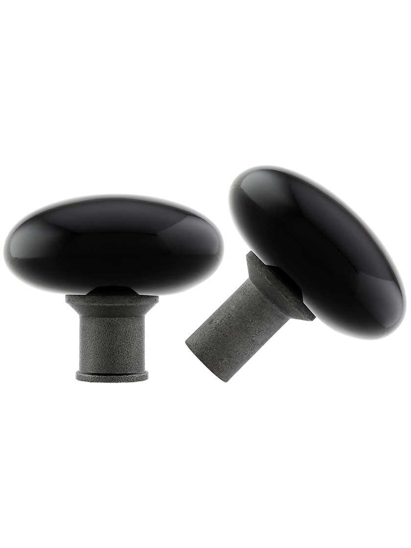 Alternate View 3 of Cast Iron Century Rim Lock Set with Black Porcelain Knobs in