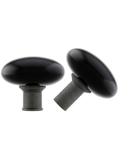 Alternate View 3 of Cast Iron Century Rim Lock Set with Black Porcelain Knobs in