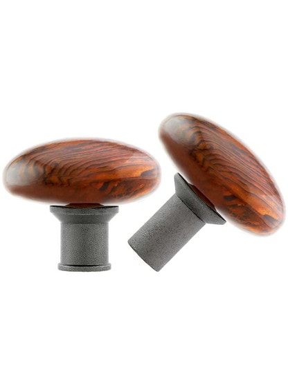 Alternate View 3 of Cast Iron Scroll Rim Lock Set with Brown Swirl Porcelain Knobs in