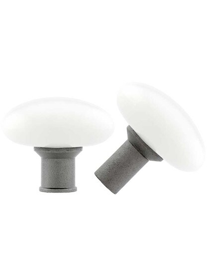Alternate View 3 of Cast Iron Scroll Rim Lock Set with White Porcelain Knobs in
