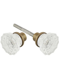 Pair of Lead Free Fluted Crystal Door Knobs in Antique-By-Hand.