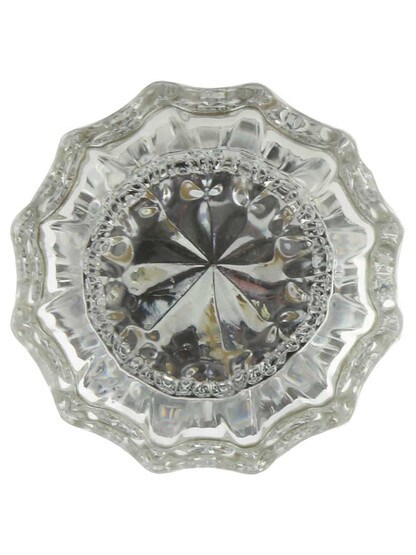 Alternate View of Pair of Lead Free Fluted Crystal Door Knobs in Antique-By-Hand.