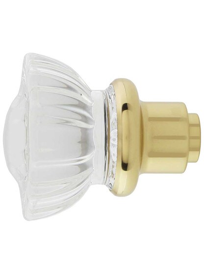 Alternate View 3 of Pair of Fluted Crystal Door Knobs With Solid Brass Base.