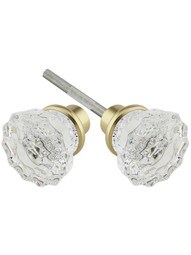 Pair of Fluted Crystal Door Knobs With Solid Brass Base