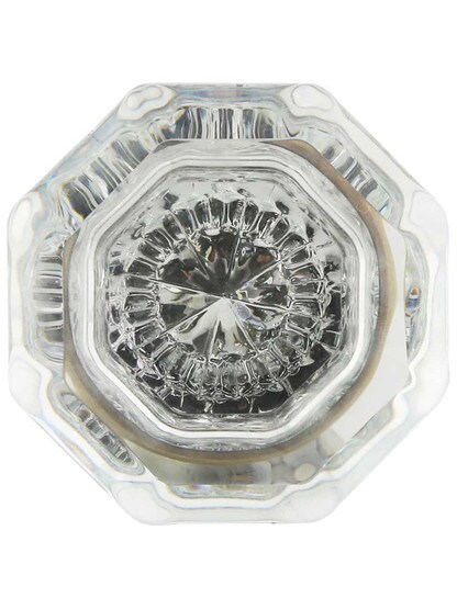 Alternate View of Pair of Lead Free Octagonal Crystal Door Knobs in Antique-By-Hand.