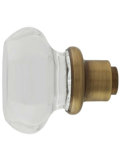 Alternate View 3 of Pair of Lead Free Octagonal Crystal Door Knobs in Antique-By-Hand.