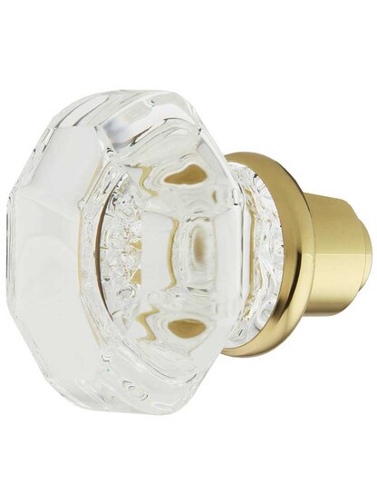 Alternate View 2 of Pair of Octagonal Crystal Door Knobs With Solid Brass Base.