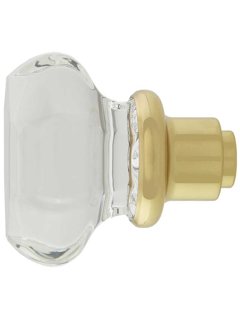 Alternate View 3 of Pair of Lead Free Octagonal Crystal Door Knobs With Solid Brass Base.