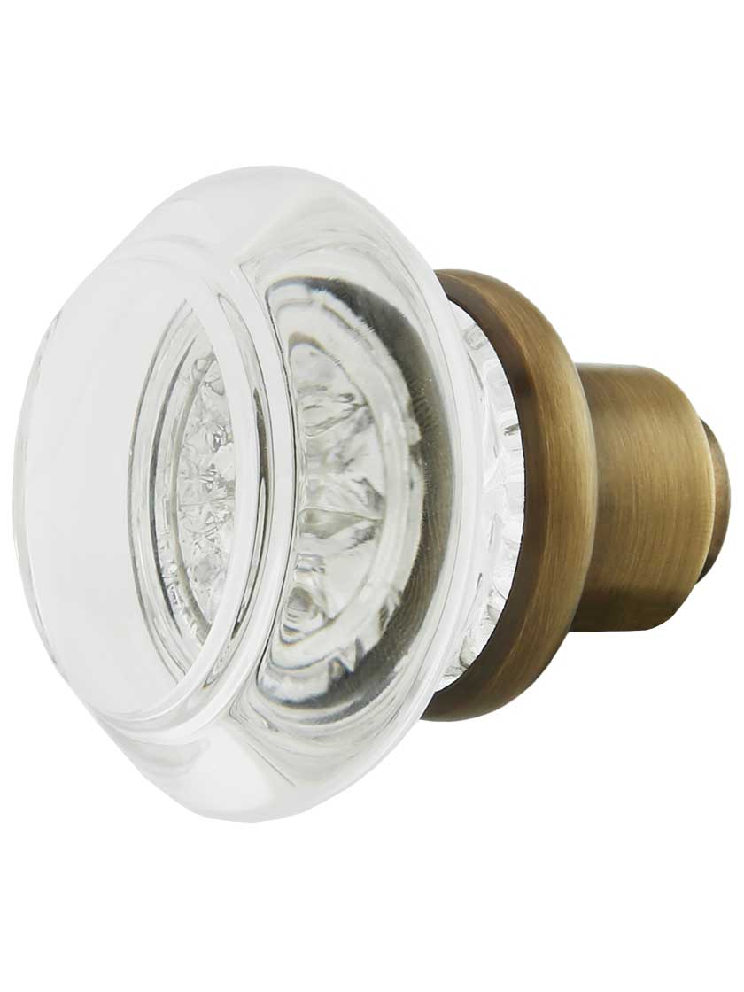 Alternate View 2 of Pair of Lead Free Round Crystal Door Knobs in Antique-By-Hand.