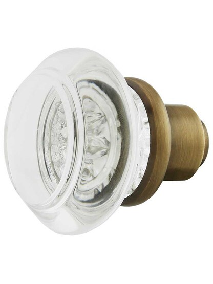 Alternate View 2 of Pair of Lead Free Round Crystal Door Knobs in Antique-By-Hand.