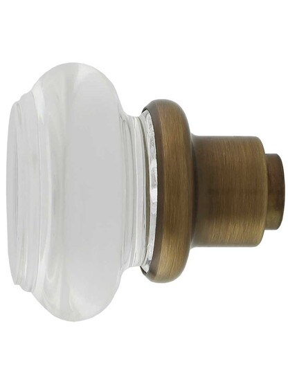 Alternate View 3 of Pair of Lead Free Round Crystal Door Knobs in Antique-By-Hand.