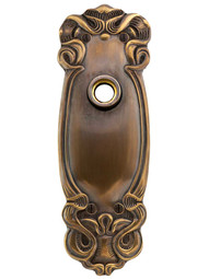 Solid-Brass Art Nouveau Door Plate in Antique-By-Hand.