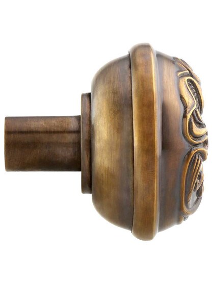 Alternate View 3 of Pair of Solid-Brass Art Nouveau Door Knobs in Antique-By-Hand.