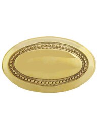 Pair of Solid-Brass Beaded Oval Door Knobs