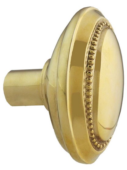 Alternate View 2 of Pair of Solid-Brass Beaded Oval Door Knobs.