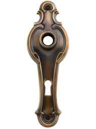 Solid-Brass Edward Narrow Door Plate with Keyhole in Antique-By-Hand.
