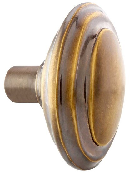 Alternate View 2 of Pair of Solid-Brass Colonial Oval Door Knobs in Antique-By-Hand.