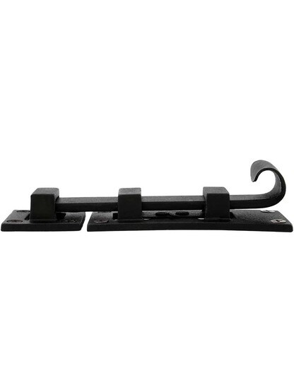 Alternate View of 5 1/2 inch Forged Iron Slide Bolt With Black Powder Coated Finish.