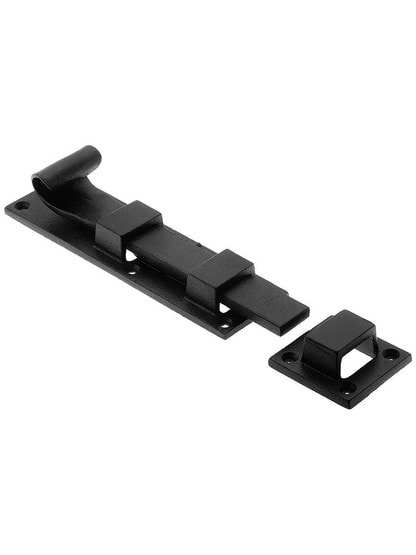 6 3/8 inch Forged Iron Slide Bolt With Black Powder Coated Finish.
