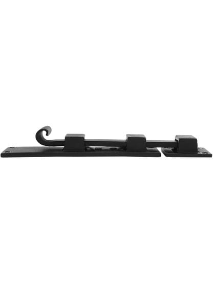 Alternate View of 6 3/8 inch Forged Iron Slide Bolt With Black Powder Coated Finish.