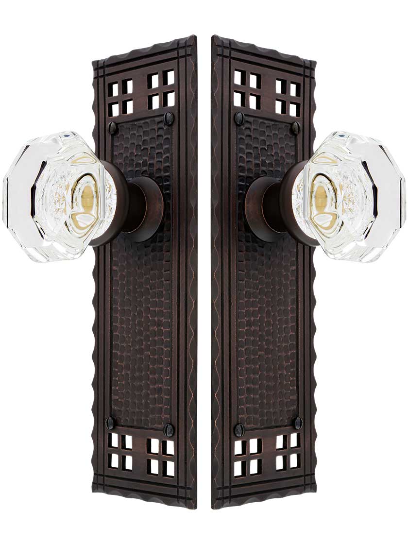 Alternate View of Arts and Crafts Door Set With Octagonal Glass Knobs.