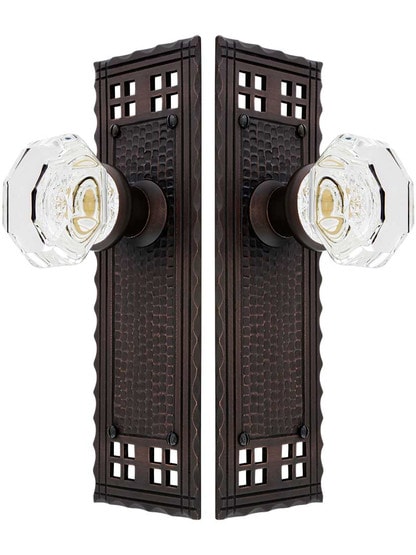 Alternate View of Arts and Crafts Door Set With Octagonal Glass Knobs.