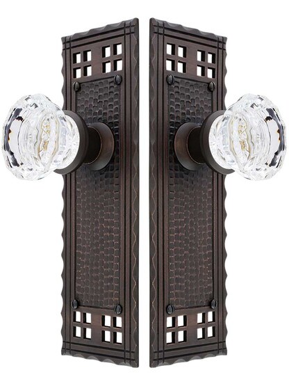 Alternate View of Arts and Crafts Door Set With Fluted Glass Knobs.