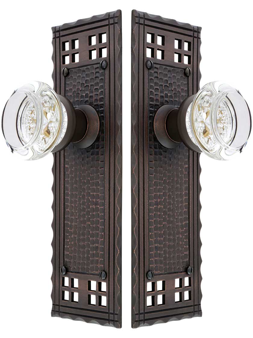Alternate View of Arts and Crafts Door Set With Round Glass Knobs.