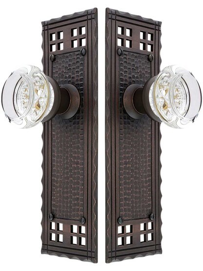 Alternate View of Arts and Crafts Door Set With Round Glass Knobs.