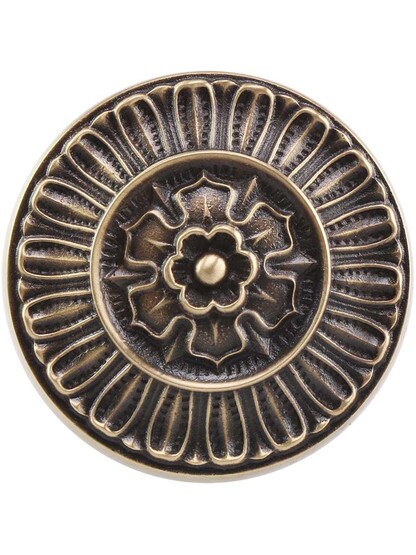 Alternate View of Pair of Cast-Brass Pisano Door Knobs in Antique-By-Hand.