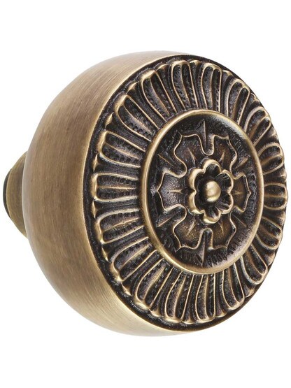 Alternate View 2 of Pair of Cast-Brass Pisano Door Knobs in Antique-By-Hand.