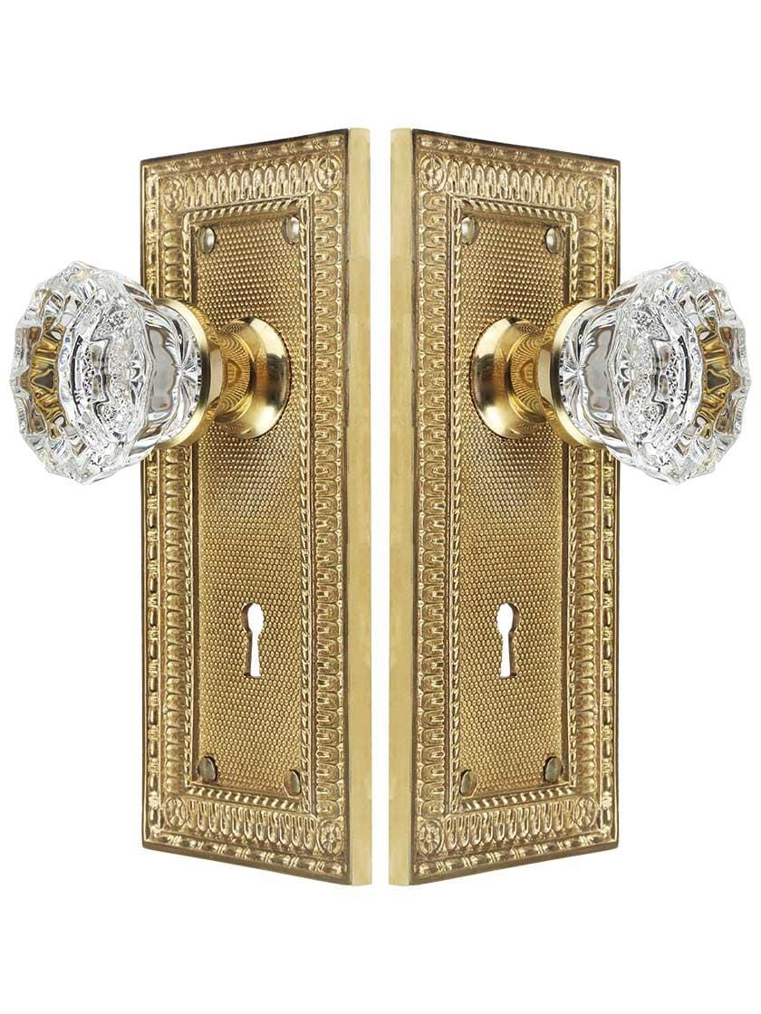 Alternate View of Pisano Design Mortise-Lock Set with Fluted Crystal Glass Knobs.