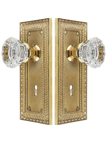 Alternate View of Pisano Design Mortise-Lock Set with Fluted Crystal Glass Knobs.