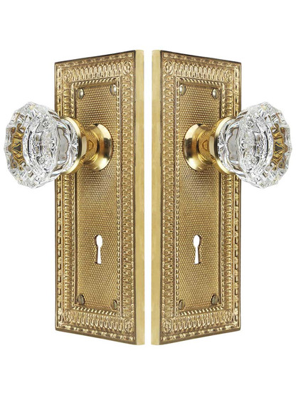 Alternate View of Pisano Design Mortise-Lock Set with Fluted Crystal Glass Knobs.