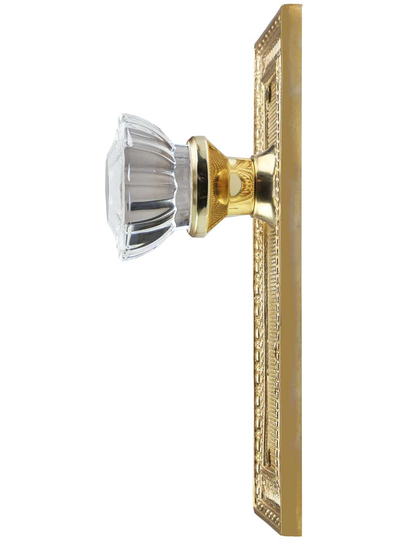 Pisano Design Mortise-Lock Set with Fluted Crystal Glass Knobs