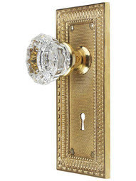 Pisano Design Mortise-Lock Set with Fluted Crystal Glass Knobs.