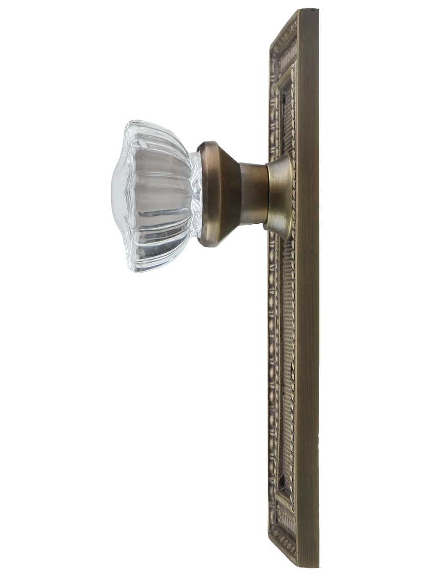 Alternate View 2 of Pisano-Design Door Set with Fluted Crystal Glass Knobs in Antique-By-Hand.