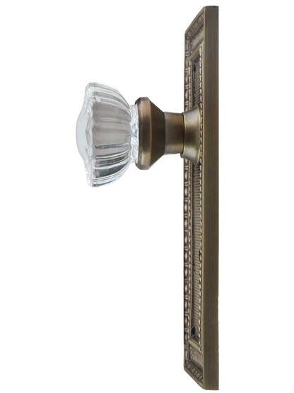 Alternate View 2 of Pisano-Design Door Set with Fluted Crystal Glass Knobs in Antique-By-Hand.