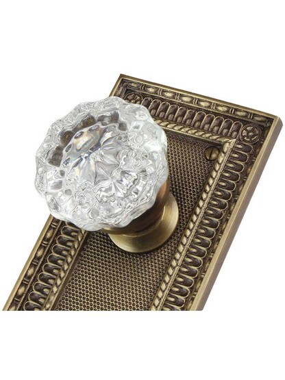 Alternate View 3 of Pisano-Design Door Set with Fluted Crystal Glass Knobs in Antique-By-Hand.