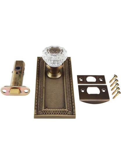 Alternate View 4 of Pisano-Design Door Set with Fluted Crystal Glass Knobs in Antique-By-Hand.