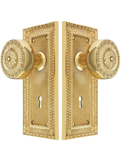 Alternate View of Pisano Design Mortise-Lock Set with Matching Knobs.
