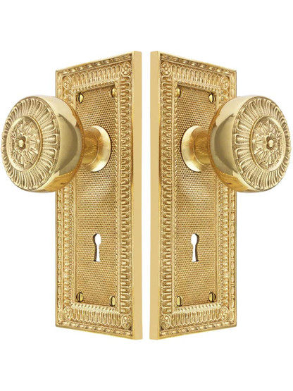 Alternate View of Pisano Design Mortise-Lock Set with Matching Knobs.