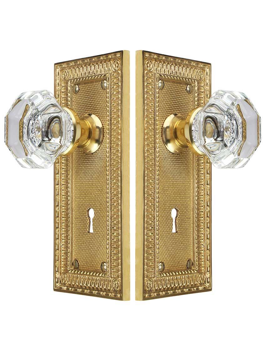 Alternate View of Pisano Design Mortise-Lock Set with Octagonal Crystal Glass Knobs.