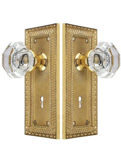 Alternate View of Pisano Design Mortise-Lock Set with Octagonal Crystal Glass Knobs.