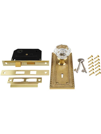 Alternate View 4 of Pisano Design Mortise-Lock Set with Octagonal Crystal Glass Knobs.