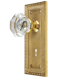 Pisano Design Mortise-Lock Set with Octagonal Crystal Glass Knobs