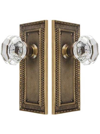 Alternate View of Pisano-Design Door Set with Octagonal Crystal Glass Door Knobs in Antique-By-Hand.