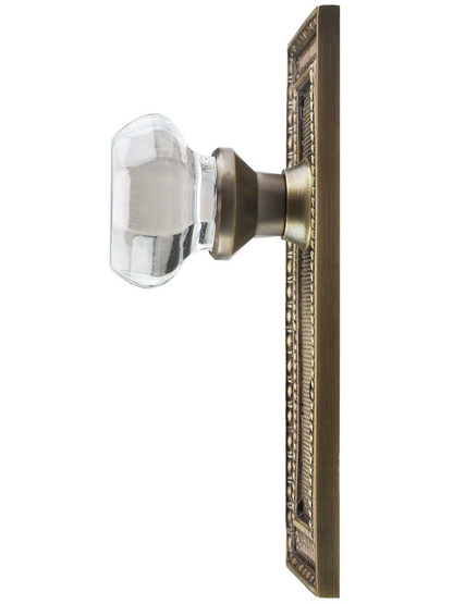 Pisano-Design Door Set with Octagonal Crystal Glass Door Knobs in Antique-By-Hand
