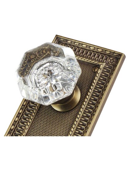 Alternate View 3 of Pisano-Design Door Set with Octagonal Crystal Glass Door Knobs in Antique-By-Hand.