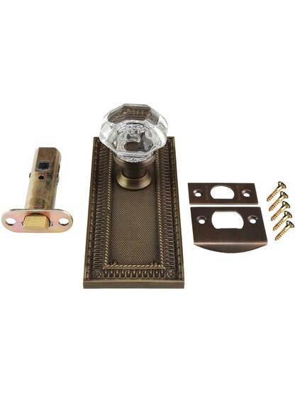 Alternate View 4 of Pisano-Design Door Set with Octagonal Crystal Glass Door Knobs in Antique-By-Hand.